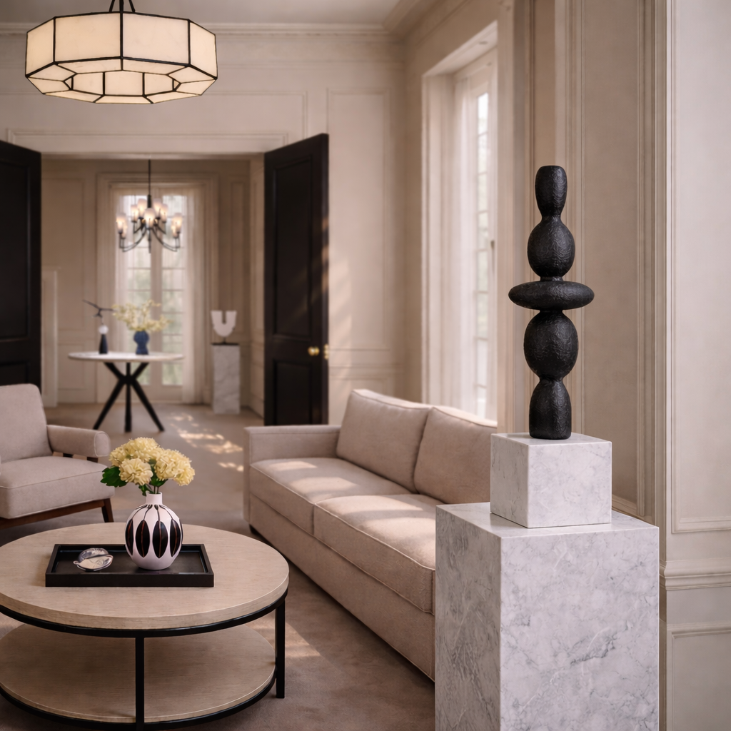 Terra Lume Sculpture - Textured Charcoal Iron