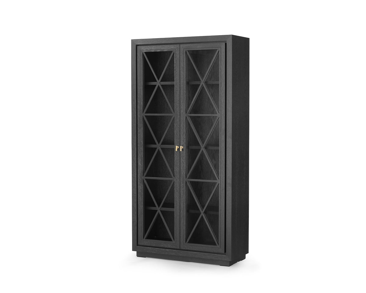 York Cabinet - Oak Veneer and Glass