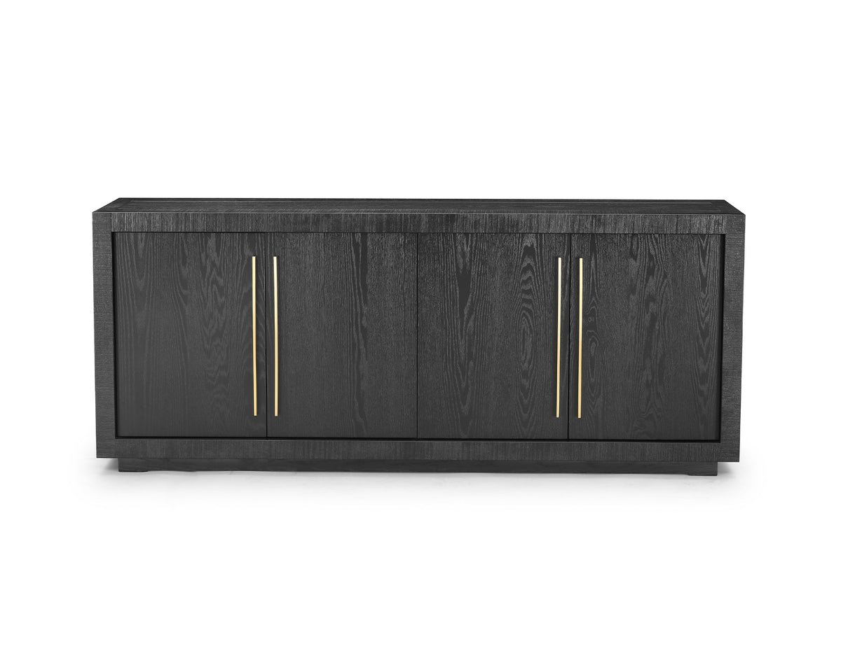 Kent Sideboard 4 Doors - Wenge Finish, Brass Finish