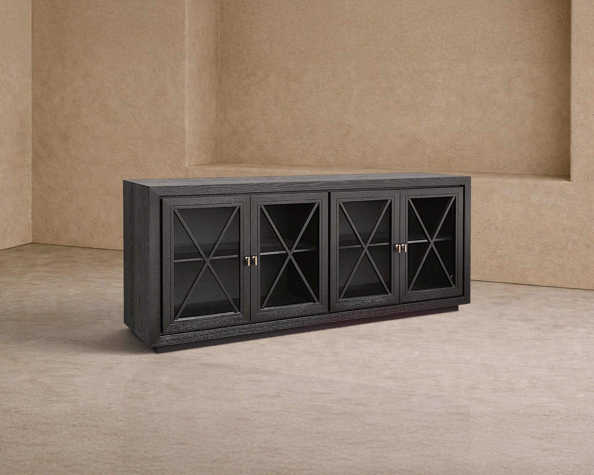 York Sideboard - Oak Veneer and Glass