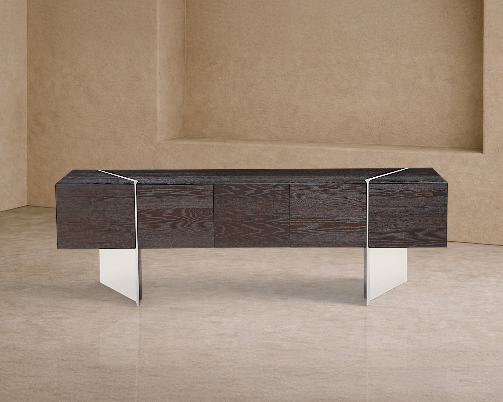 Nautilus Sideboard - Dark Fumed Oak/Polished S.S.