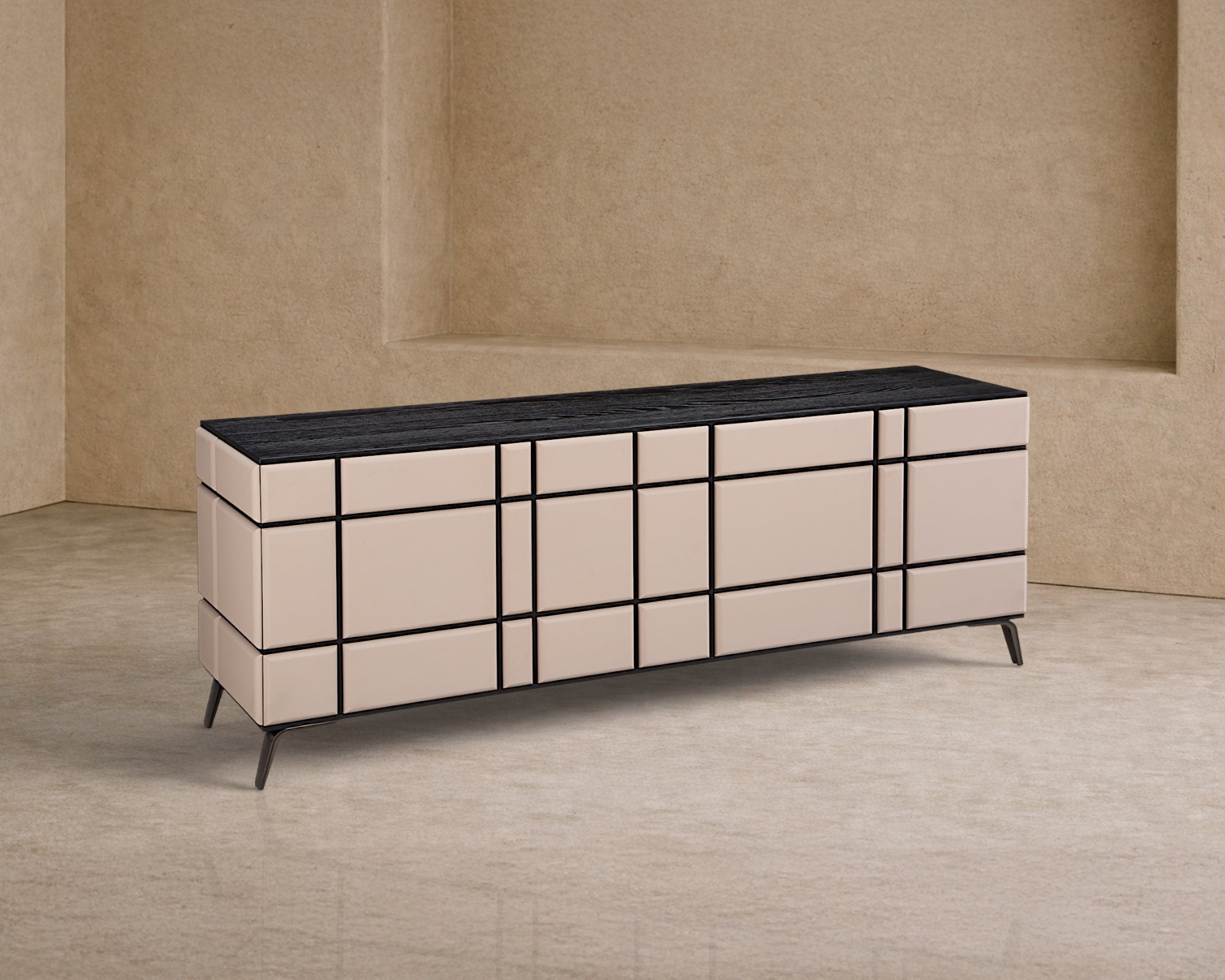 Tartan Sideboard - Dark Brown Oak Veneer and Mink