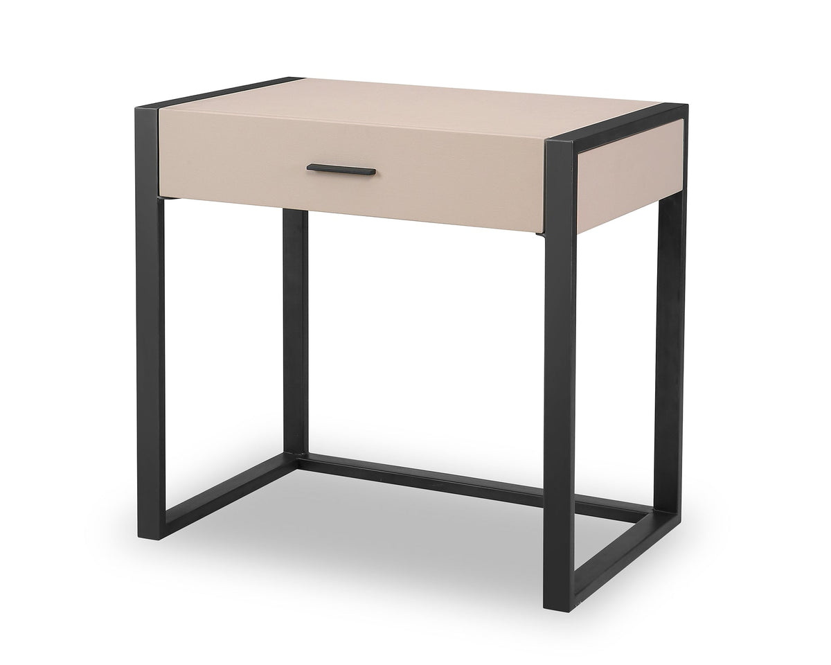 Almati Bedside Table - Mink Faux Leather