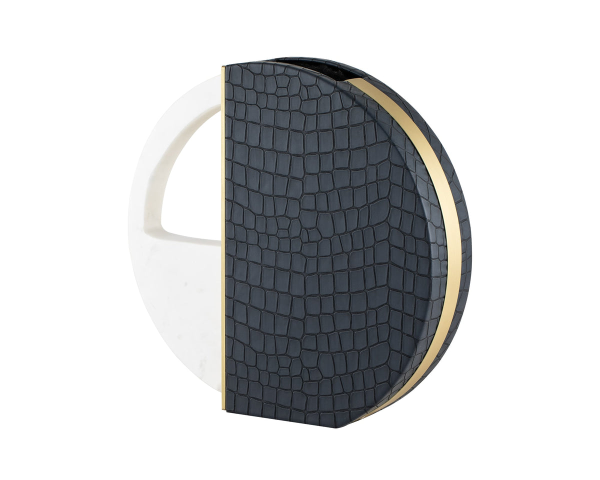 Kalahari Vase - Crocodile Leather, Brass Finish