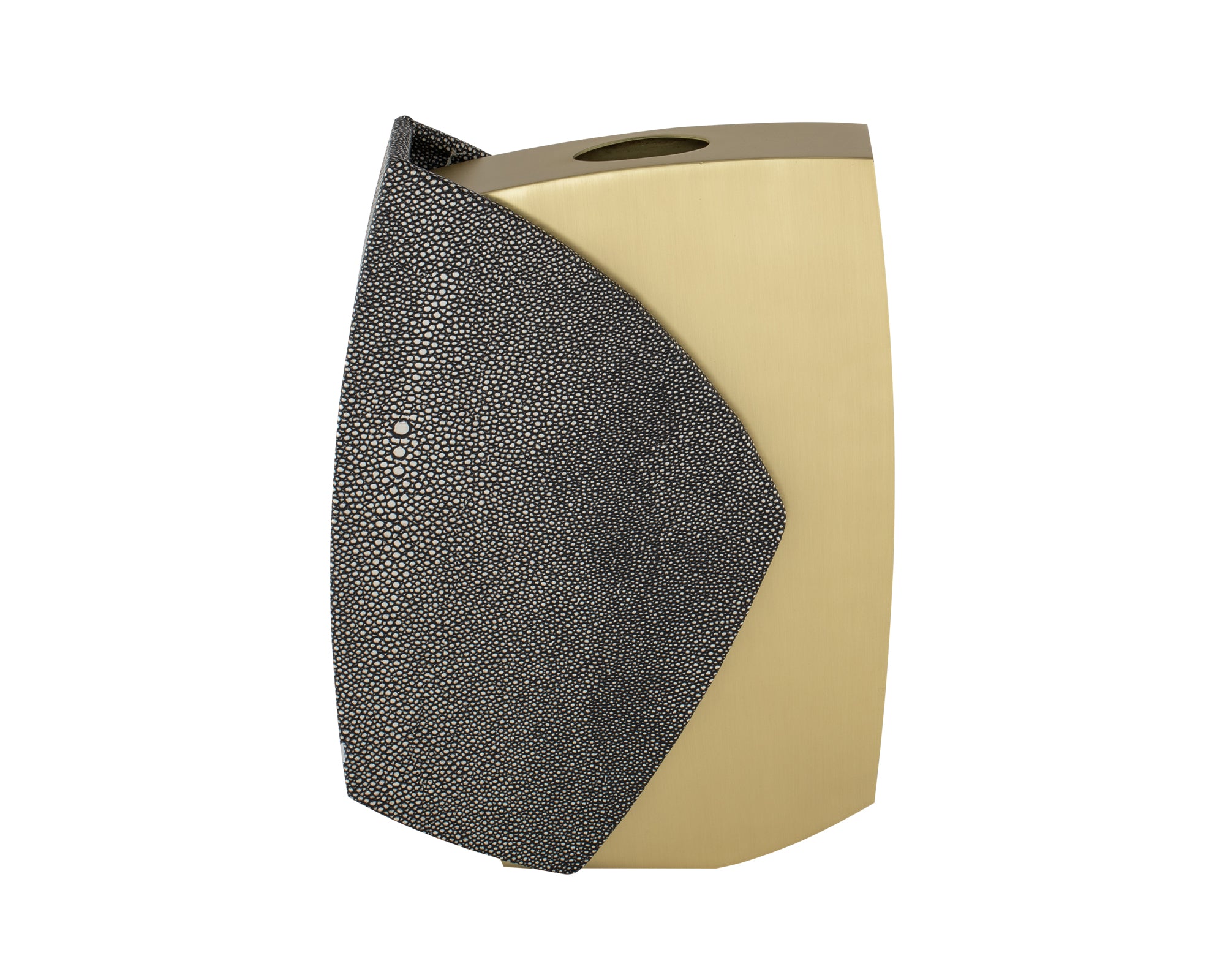 Raymond Vase - Grey Faux Shagreen/Brushed Brass