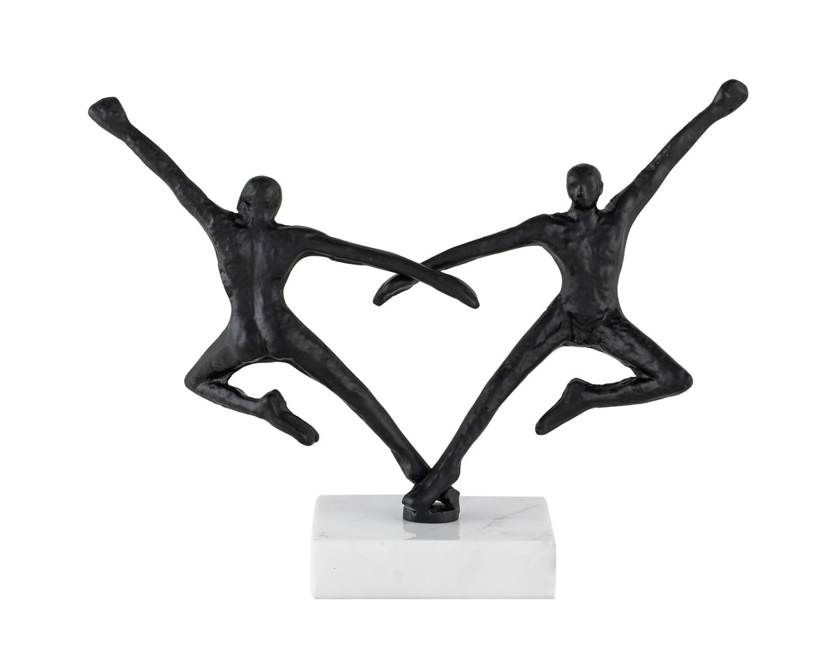 Rondo Sculpture - Blackened Cast Iron, White Marble