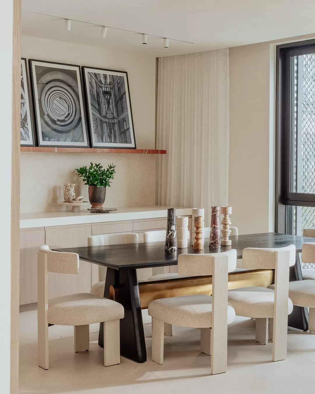 Walden Dining Table - Black Oak Veneer/Brushed Brass