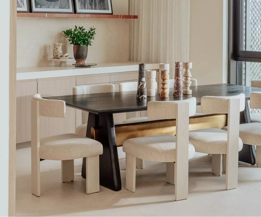 Walden Dining Table - Black Oak Veneer/Brushed Brass