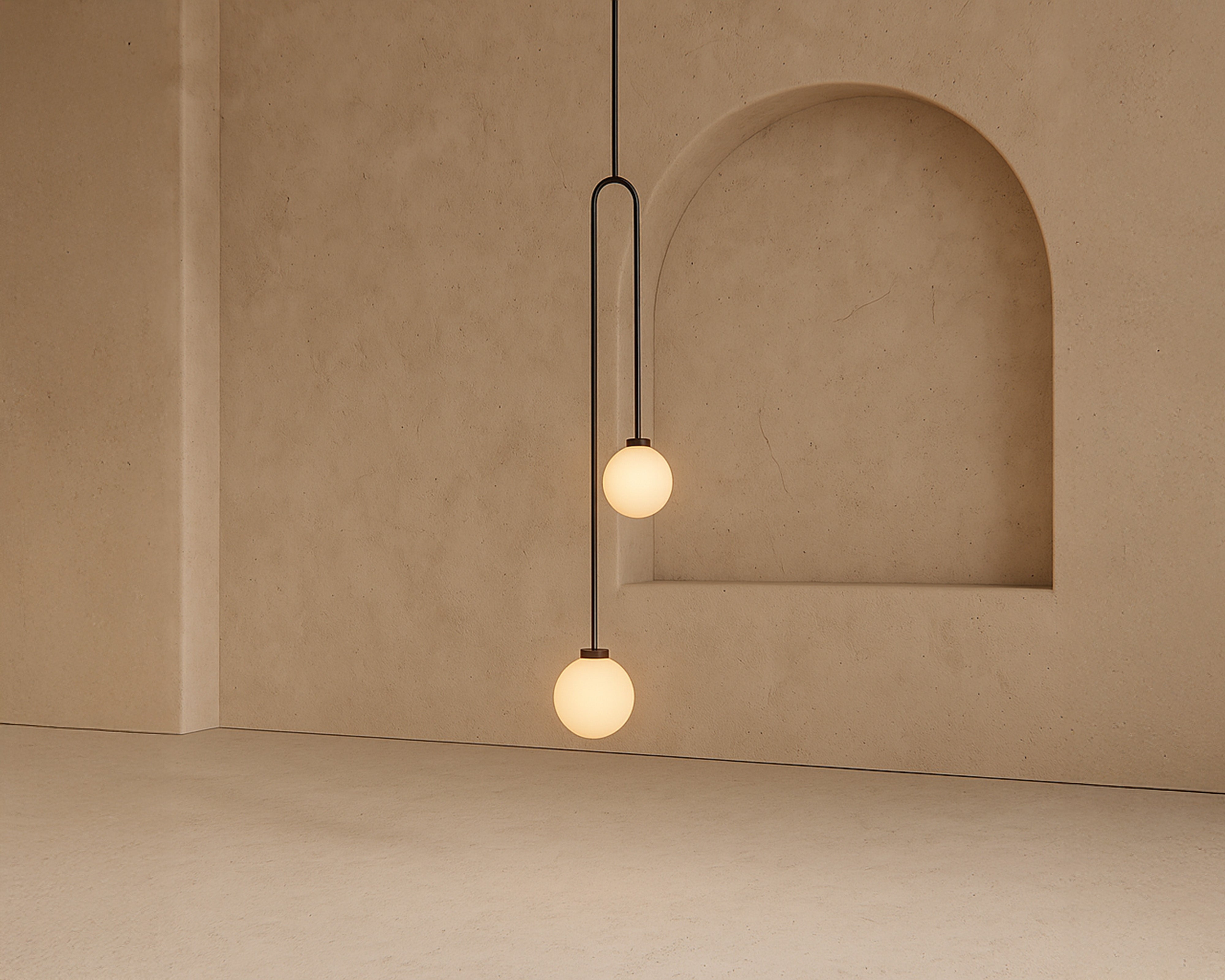Arket Pendant Lamp - White Frosted Glass Globe/Black Metal