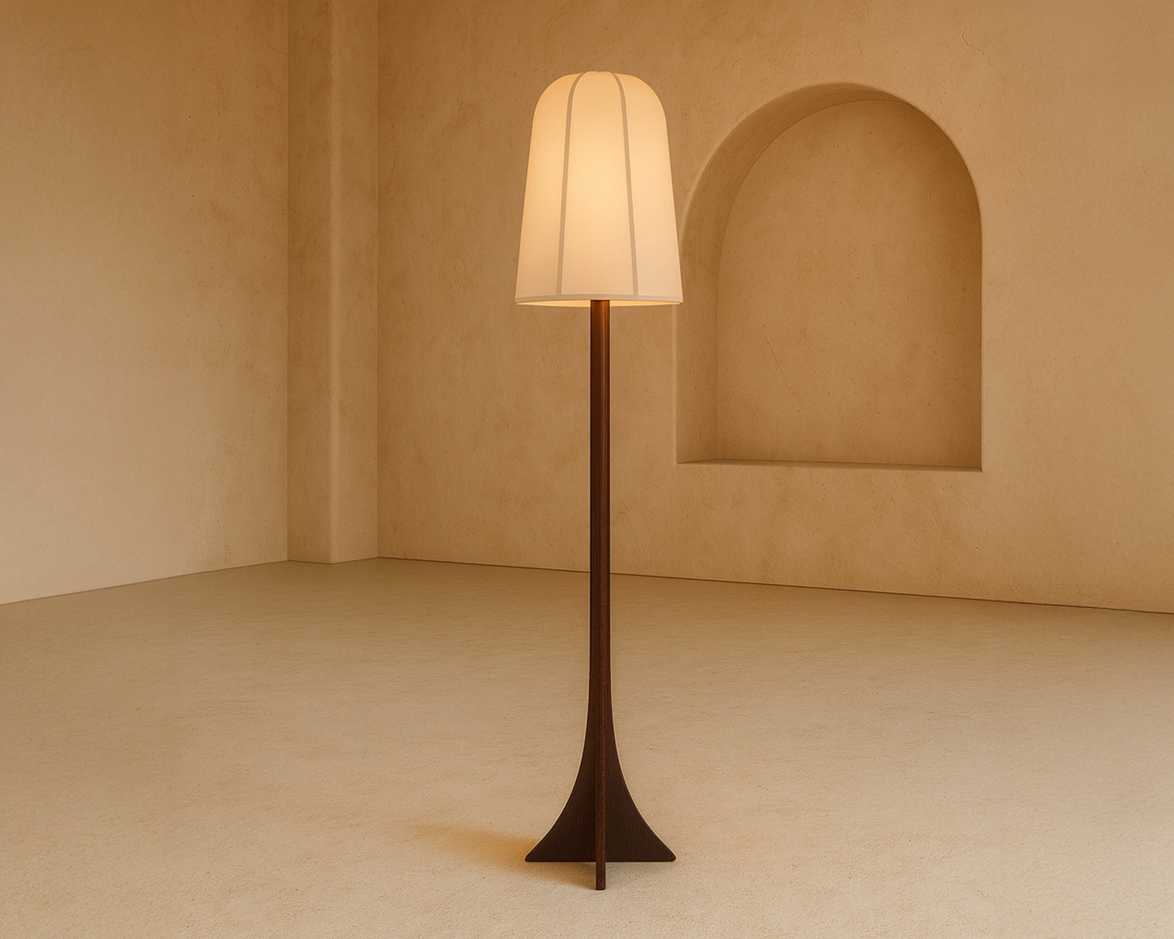 Axel Floor Lamp - Classic Brown Ash/White Linen