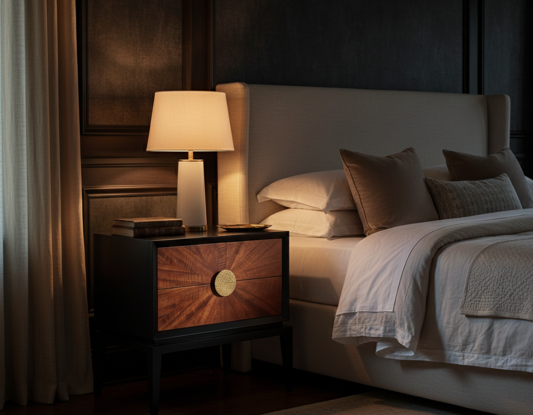 Beverly Bedside Table - Brown Wood