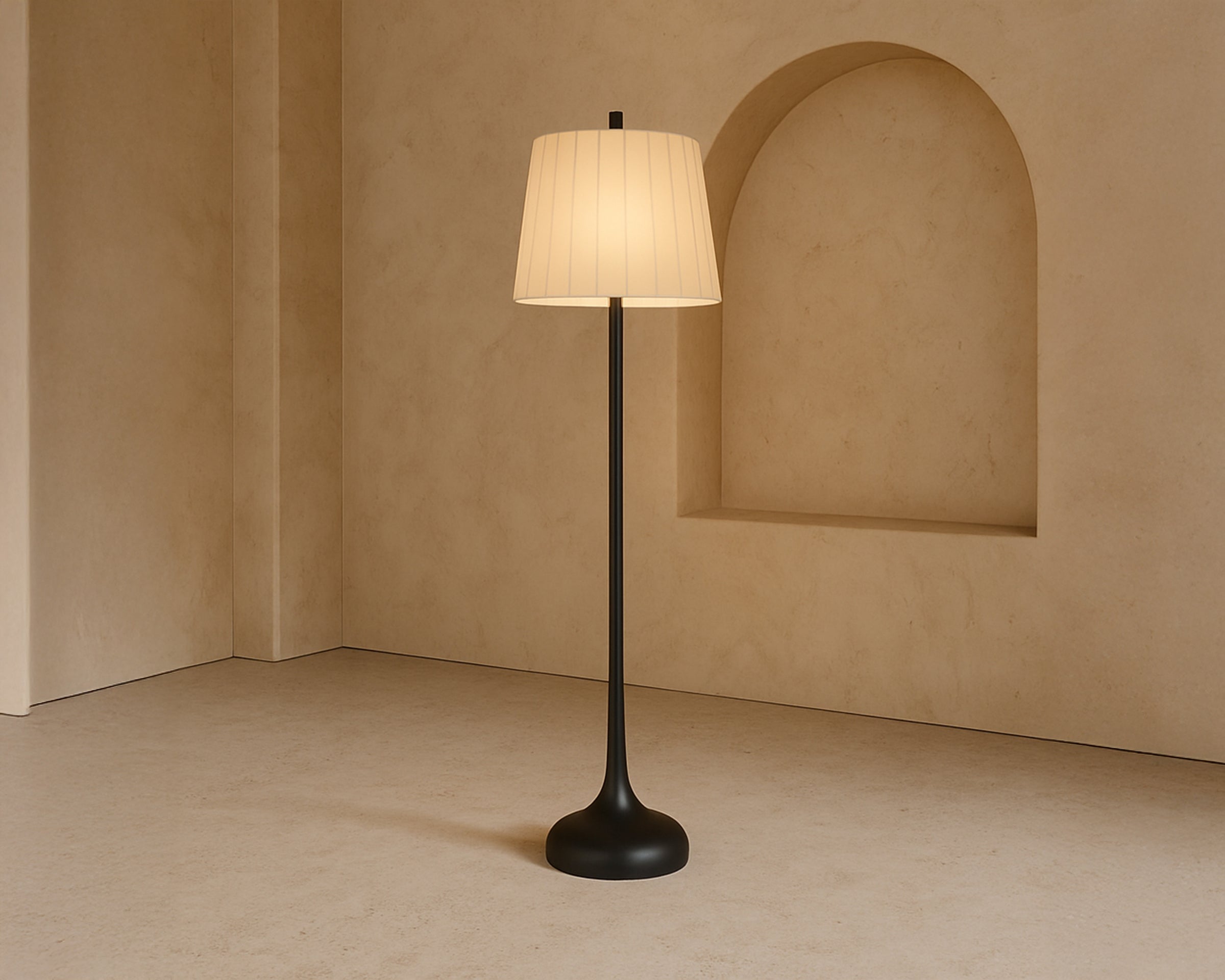 Conti Floor Lamp - White Linen/Black Ash
