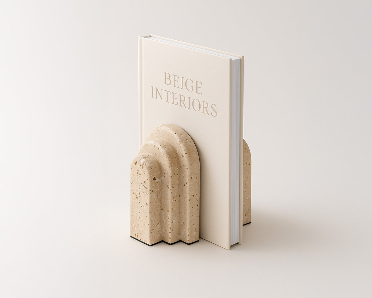 Empire Bookends - Beige Marble