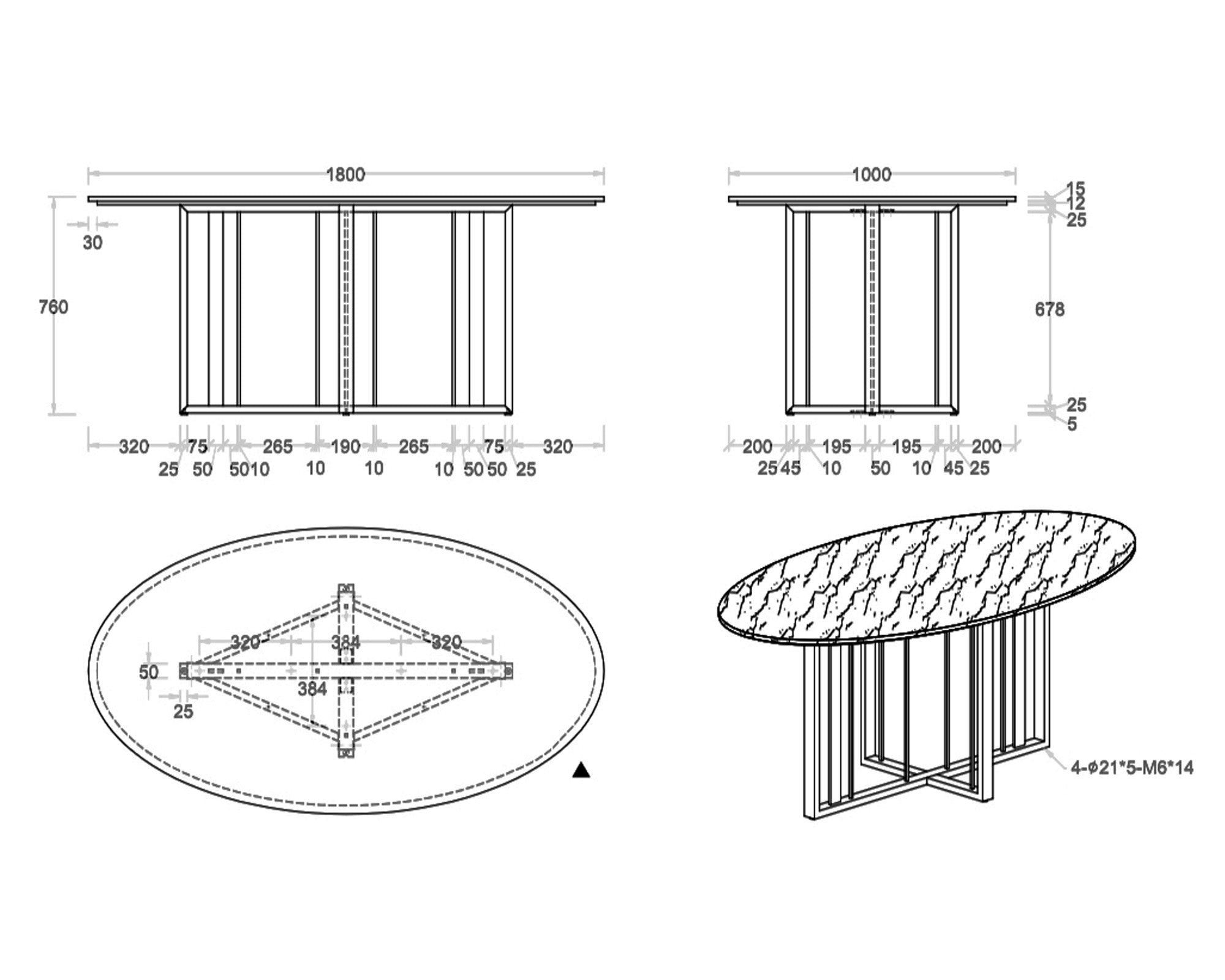 Fenty Dining Table - White Marble