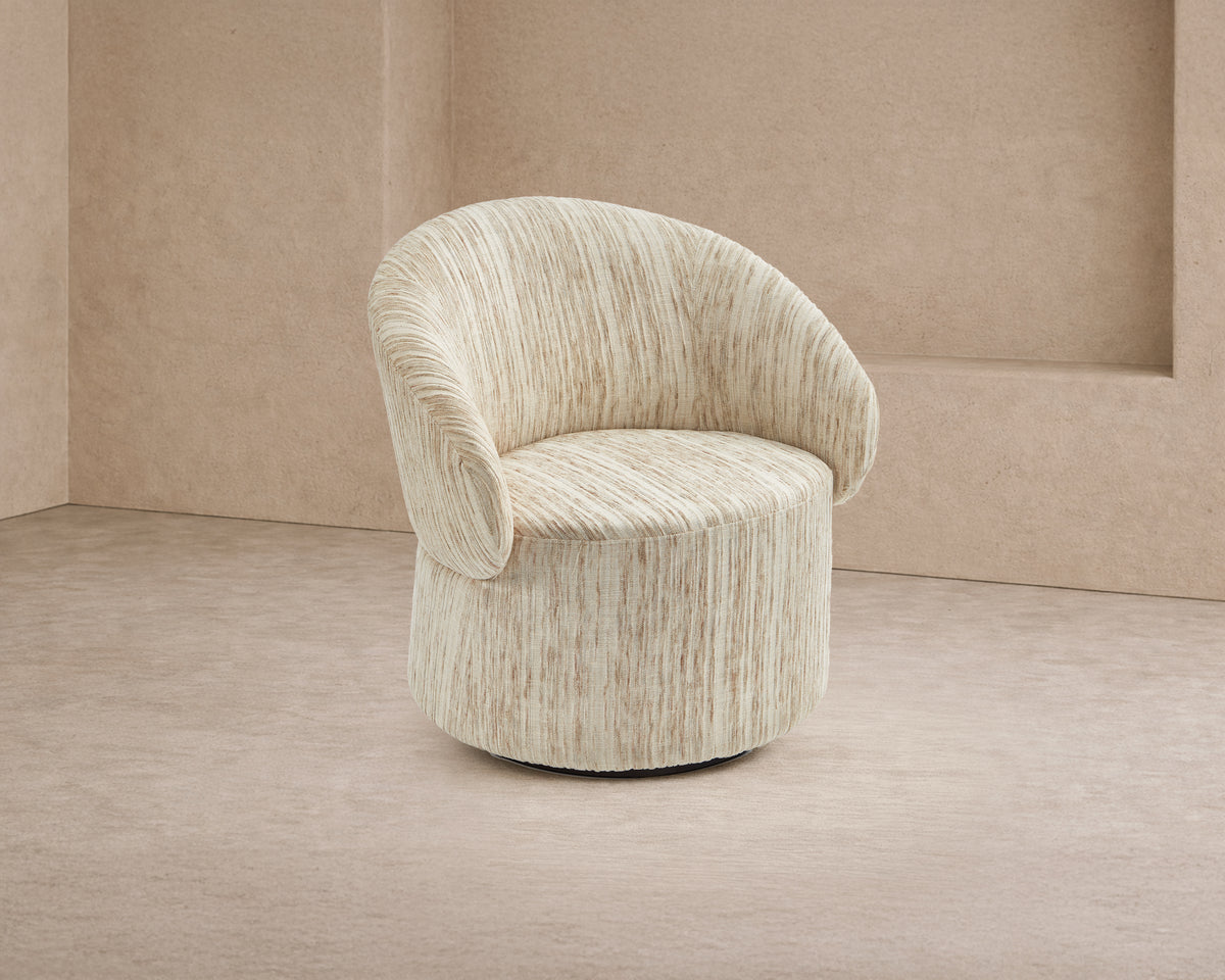 Aurelle Swivel Occasional Chair - Windsor Beige & Matt Black