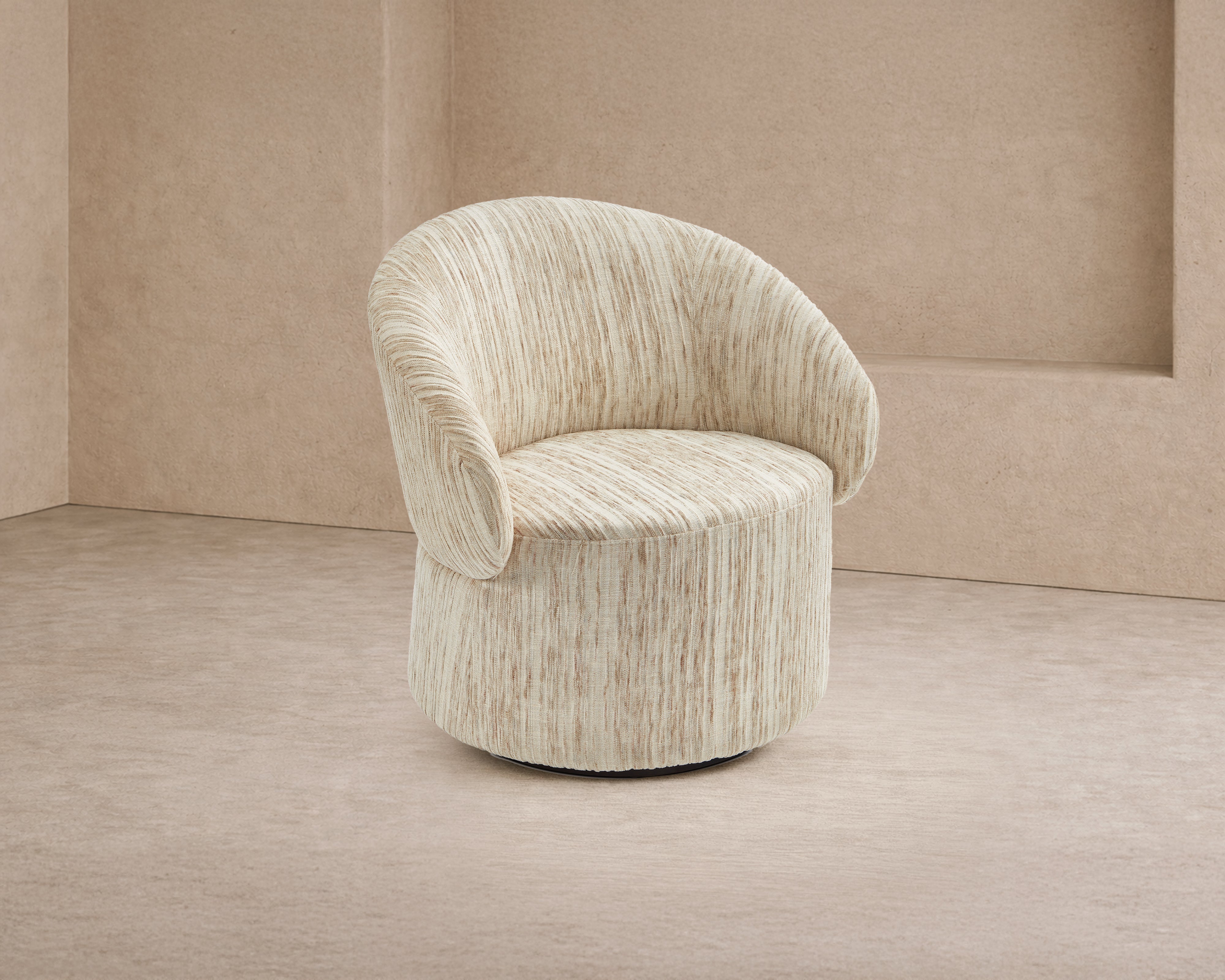 Aurelle Swivel Occasional Chair - Windsor Beige & Matt Black