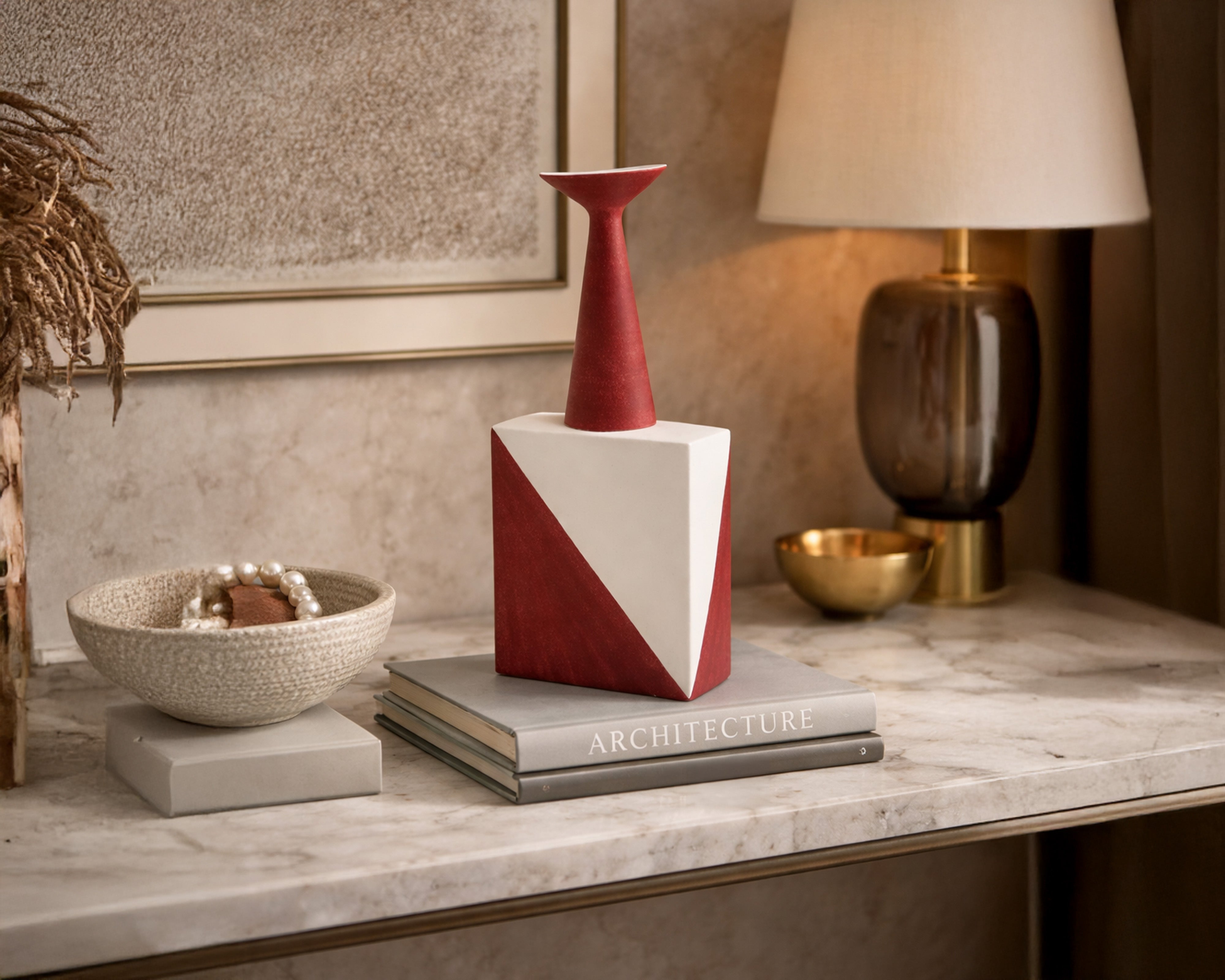 Pica Vase I - Red and White Glazed Ceramic
