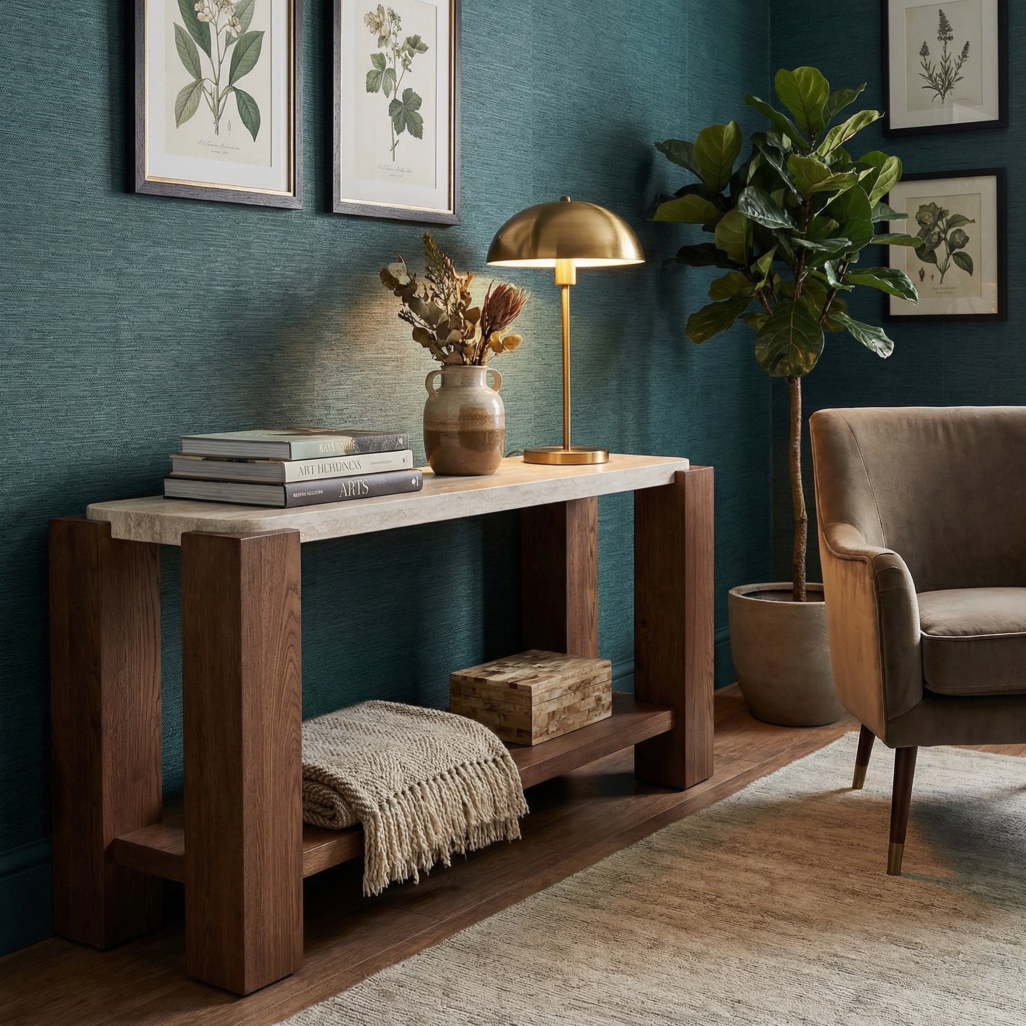Calla Console Table - Beige/Mid Brown