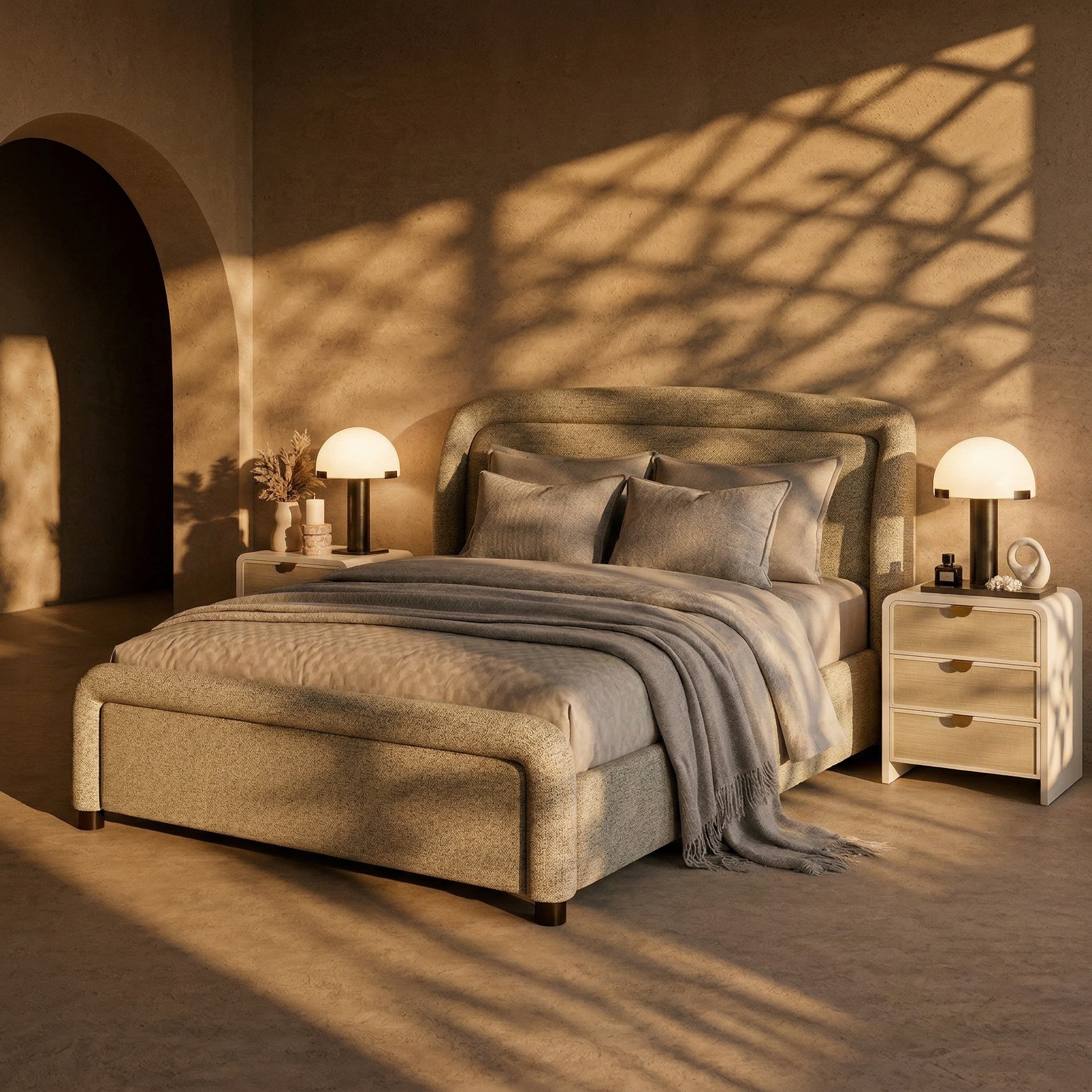 Venice Bedside Table - Cloud White and Brushed Brass