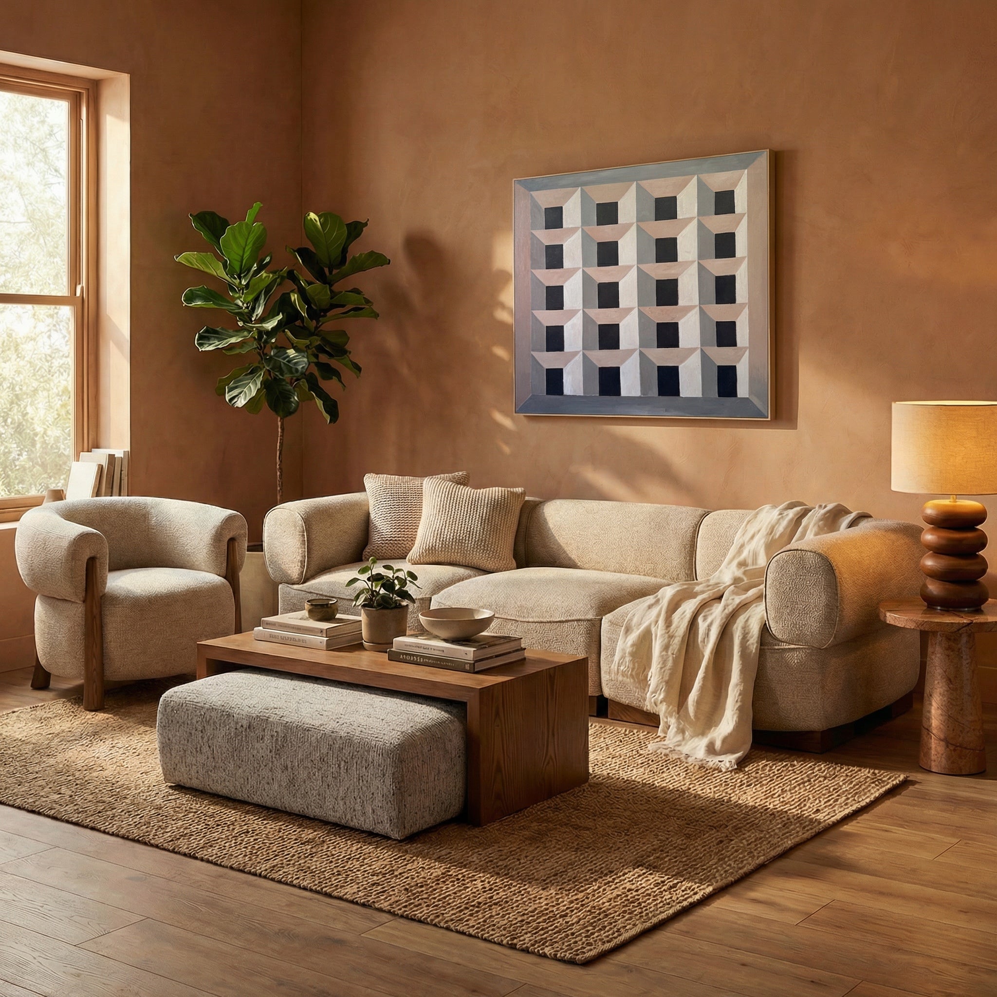 Demure Sofa - Nordic Sand/Mid Brown