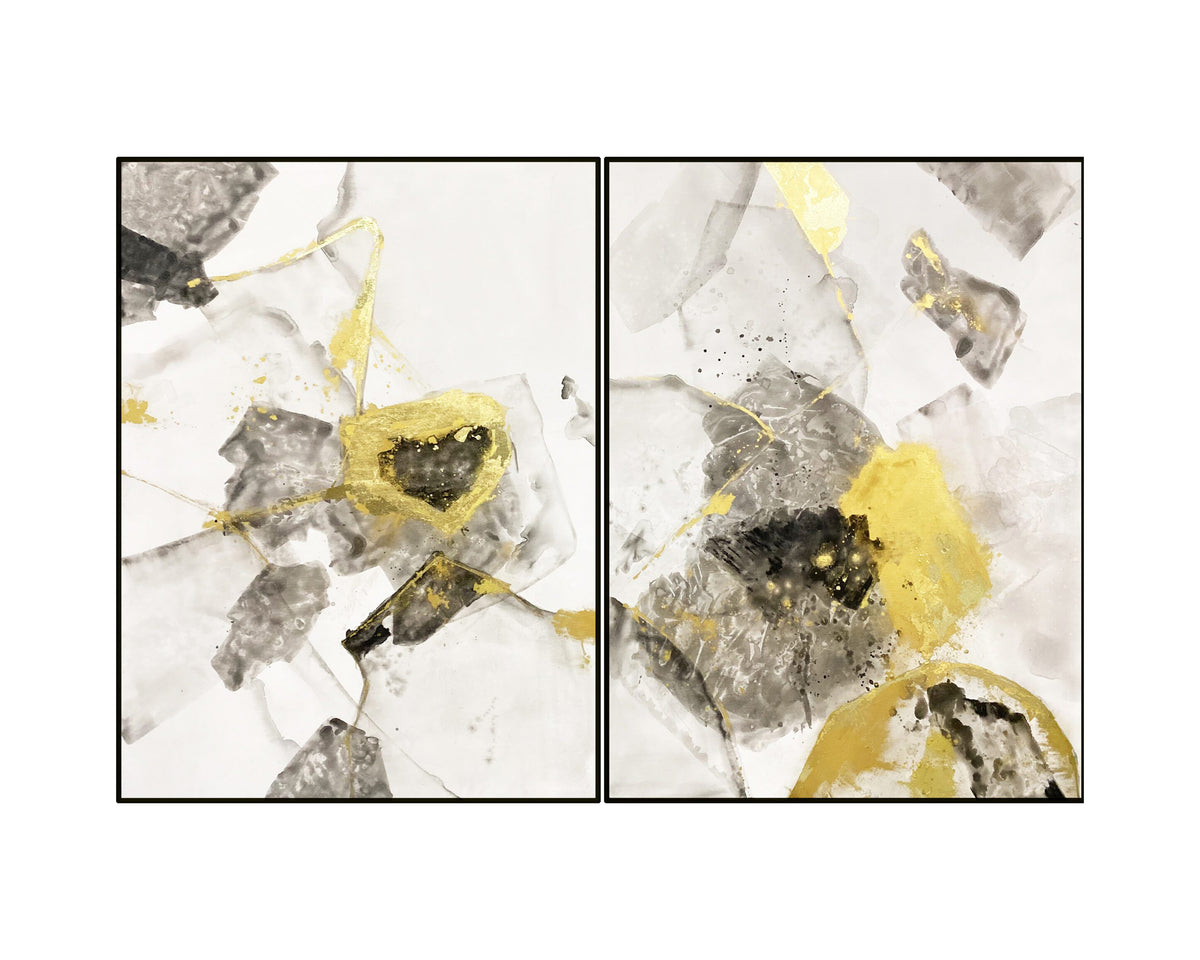 Modernist Painting (set of 2) - Gold and Black
