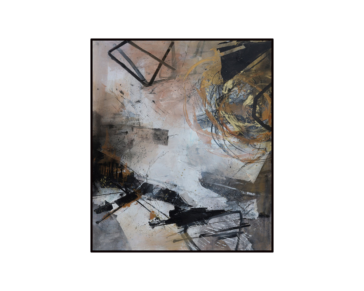 Portoro Oil Painting - Black, Brown and Gold