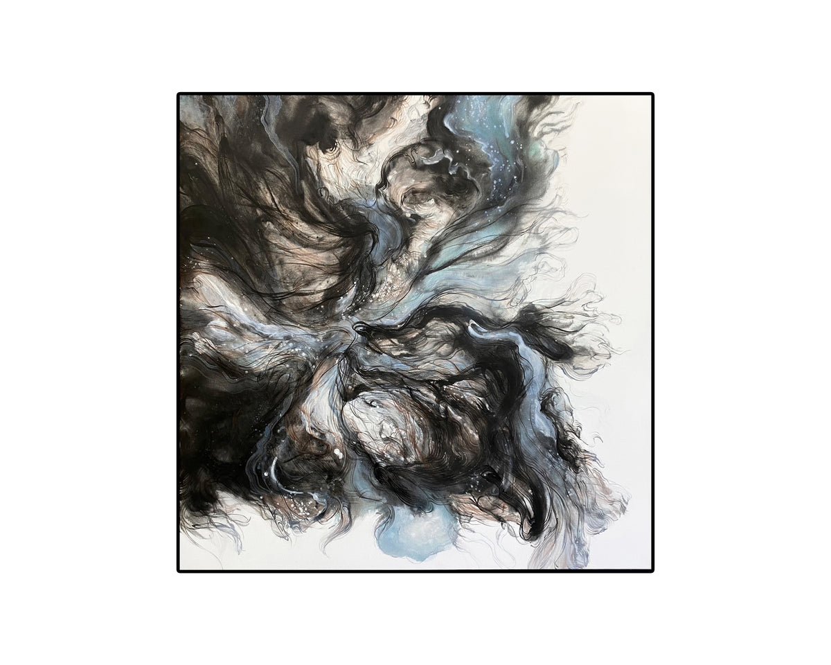 Caldera Oil Painting - Hand Painted/Black Wood Frame