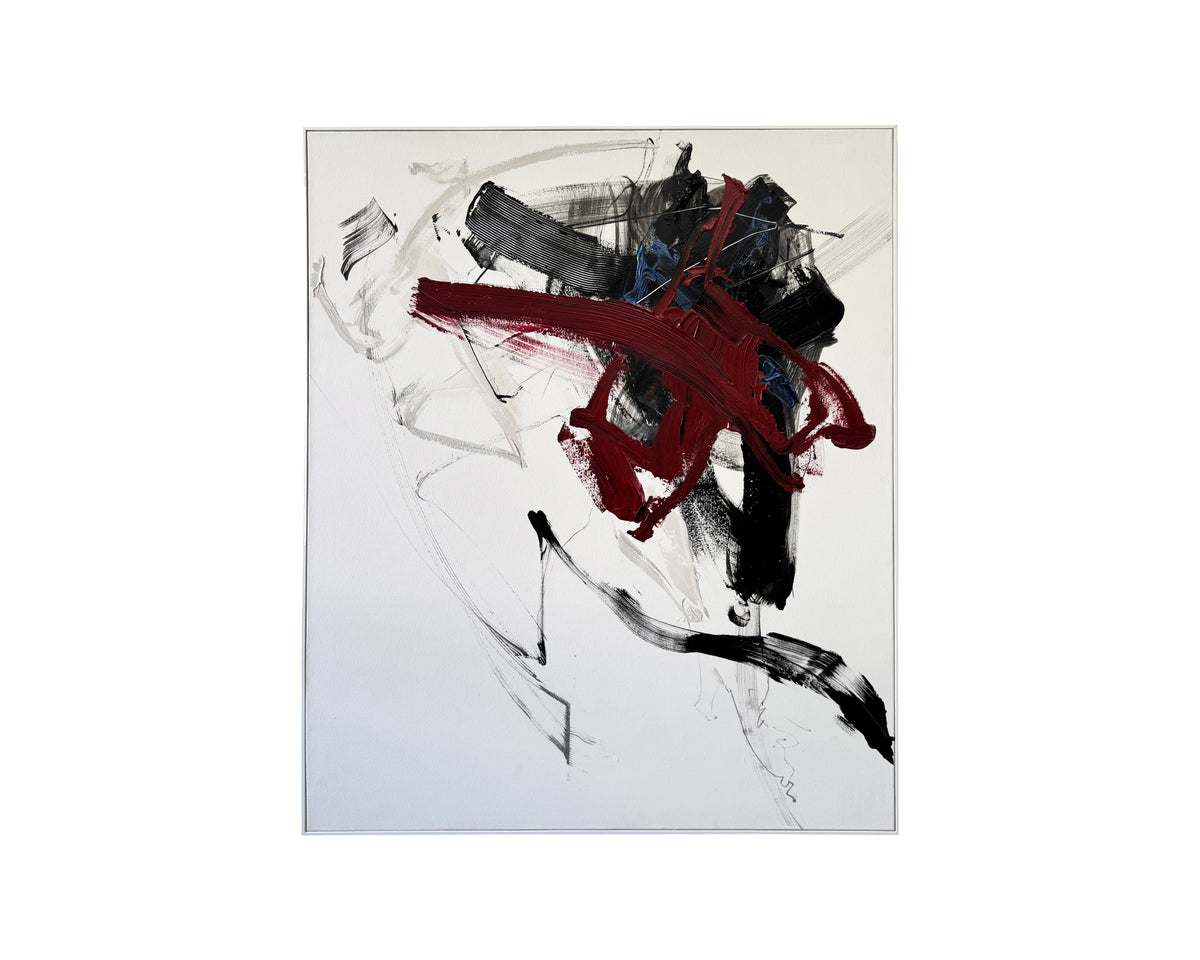 Obsidian Oil Painting - Hand Painted/White Wood Frame