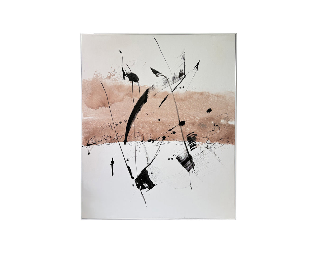 Monochord Oil Painting - Hand Painted/White Wood Frame
