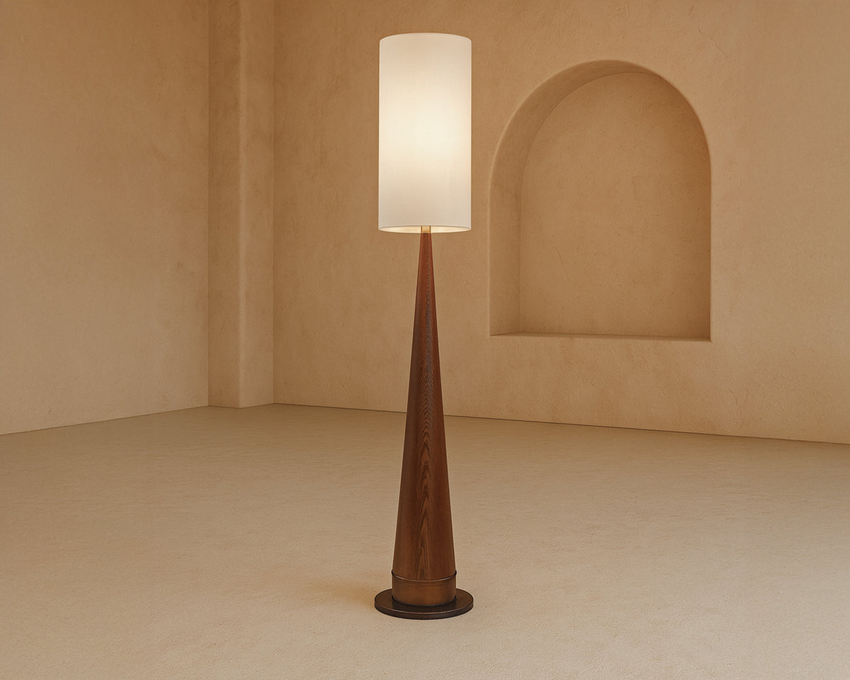 Velta Floor Lamp - Classic Brown Ash and Antique Bronze