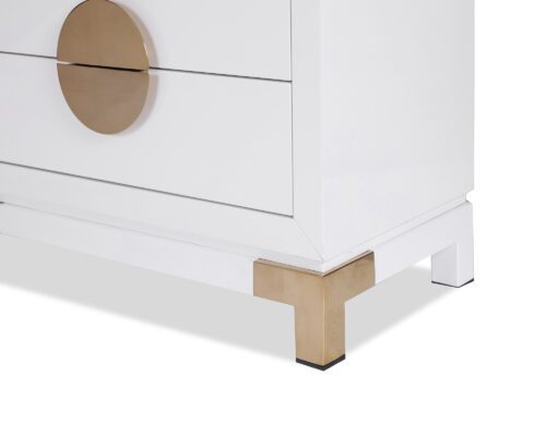 L&E Otium Chest of Drawers – White High Gloss – Champagne Gold (2)