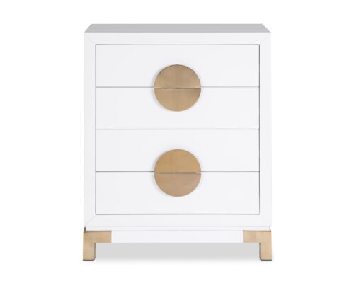 L&E Otium Chest of Drawers – White High Gloss – Champagne Gold (5)