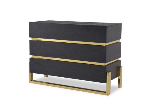 Enigma Chest of Drawers Black Ash Polished Gold GM-COD-155