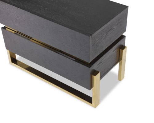 Enigma Bedside Table Black Ash Polished Gold GM-ST-154 (4)