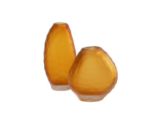 Set of 2 amber glass vase