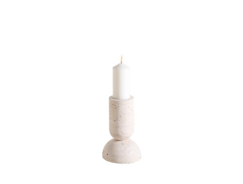 Liang & Eimil's Lewes small candle holder in beige marble