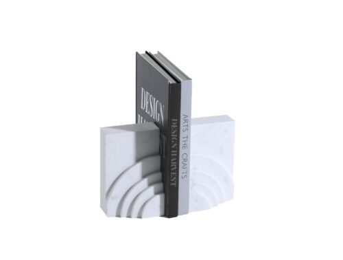 Liang and Eimil's Eccleston white marble bookends with two books