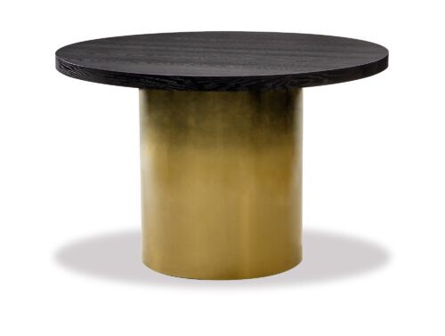 Liang & Eimil Dim small dining table with black ash table top and ombre brass cylindrical base