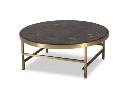 Liang & Eimil Delos Coffee Table in brown Emperador Marble and brass frame