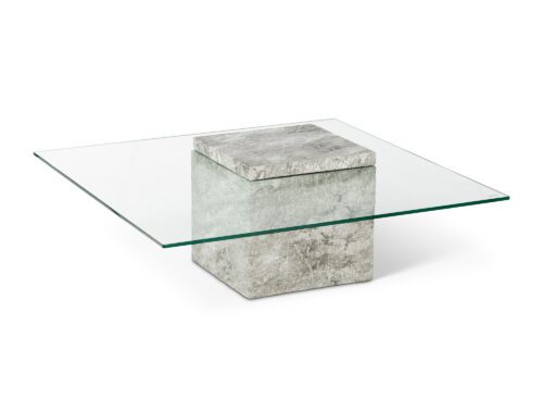 Liang & Eimil Rock Coffee Table in faux marble concrete grey and tempered glass