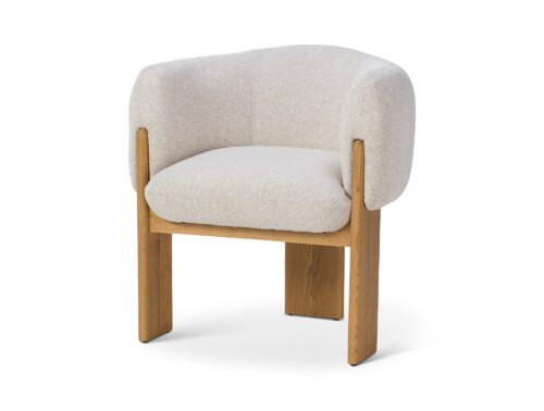 Liang & Eimil Lucca Dining Chair in Bilma Sand chenille fabric & Dry Honey Oak legs