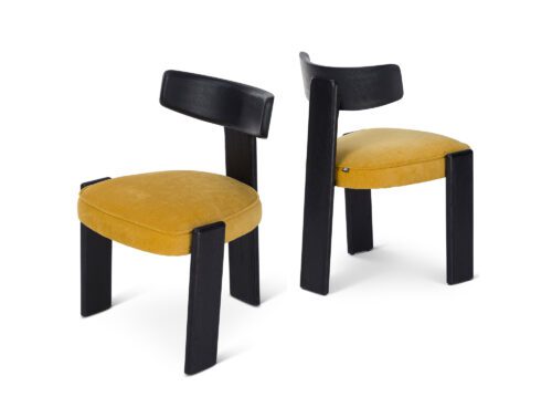 Liang & Eimil Albi Dining Chair in Morgan Ochre fabric and black wooden legs