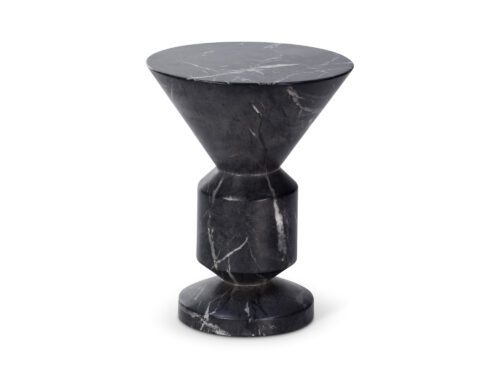 LE023-ST-005 - L&E - Liang & Eimil Argos Side Table Faux Marble Concrete Black Marquina